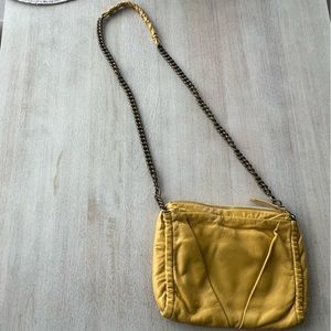 Elie Tahari 100% Leather Cross Body Bag / Clutch in Yellow